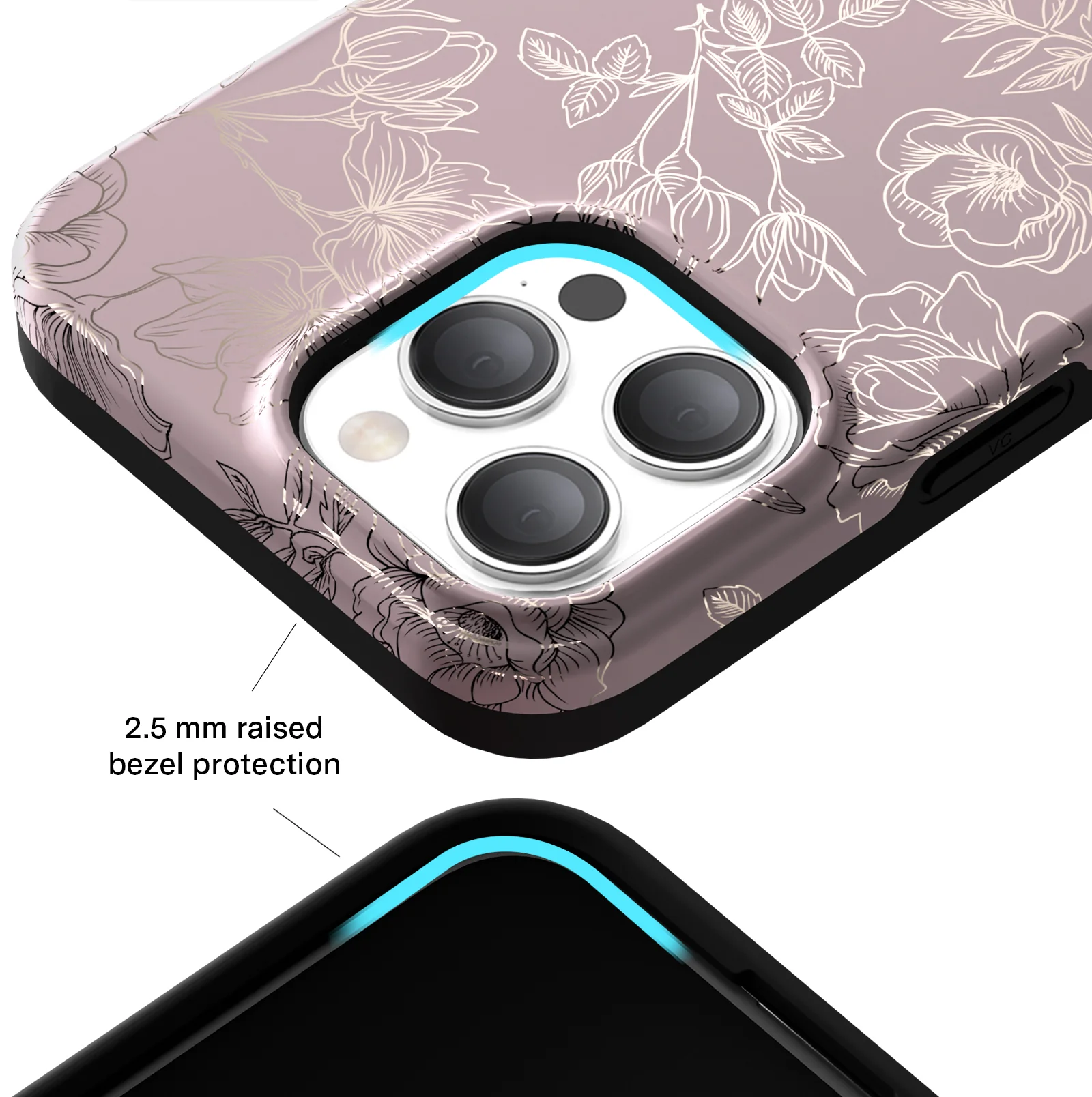 Dusty Rose Chrome Floral iPhone Case - Image 139