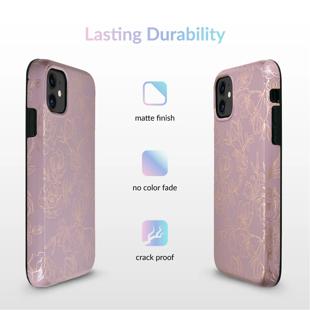 Dusty Rose Chrome Floral iPhone Case - Image 51