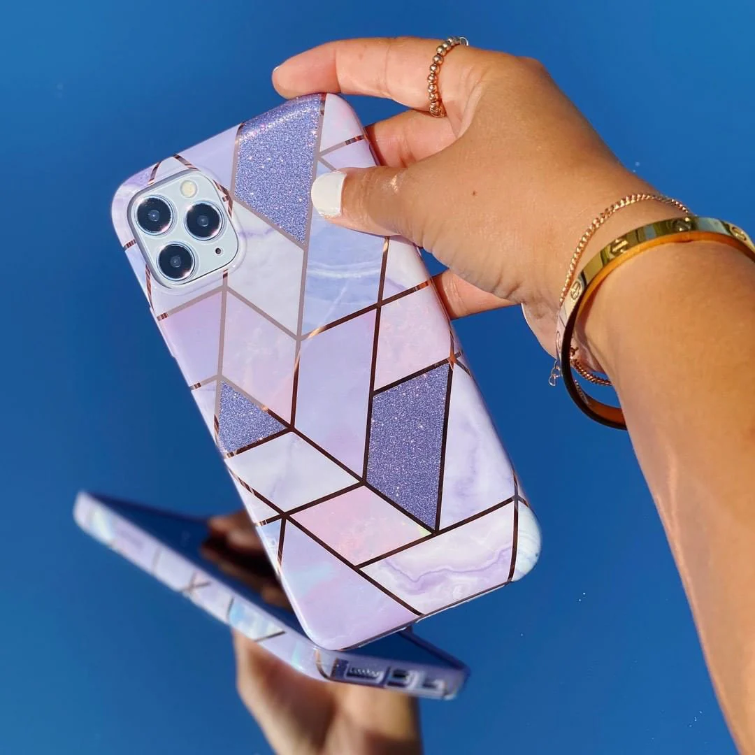Purple Geometric Marble iPhone Case - Image 92