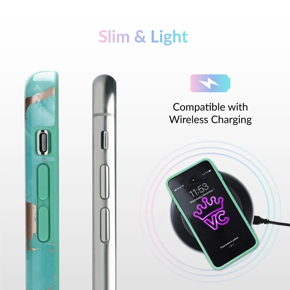 Turquoise Rose Gold Chrome iPhone Case - Image 48